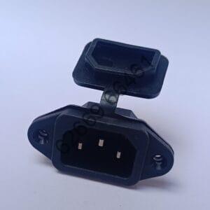 IEC 3 Pin Screw Mount Male Connector with Rubber Cover