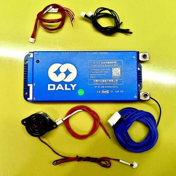 DALY 4-8S 100A Smart BMS with 1A Active Balancer and Built-in Bluetooth for Lithium/LFP/LTO Battery